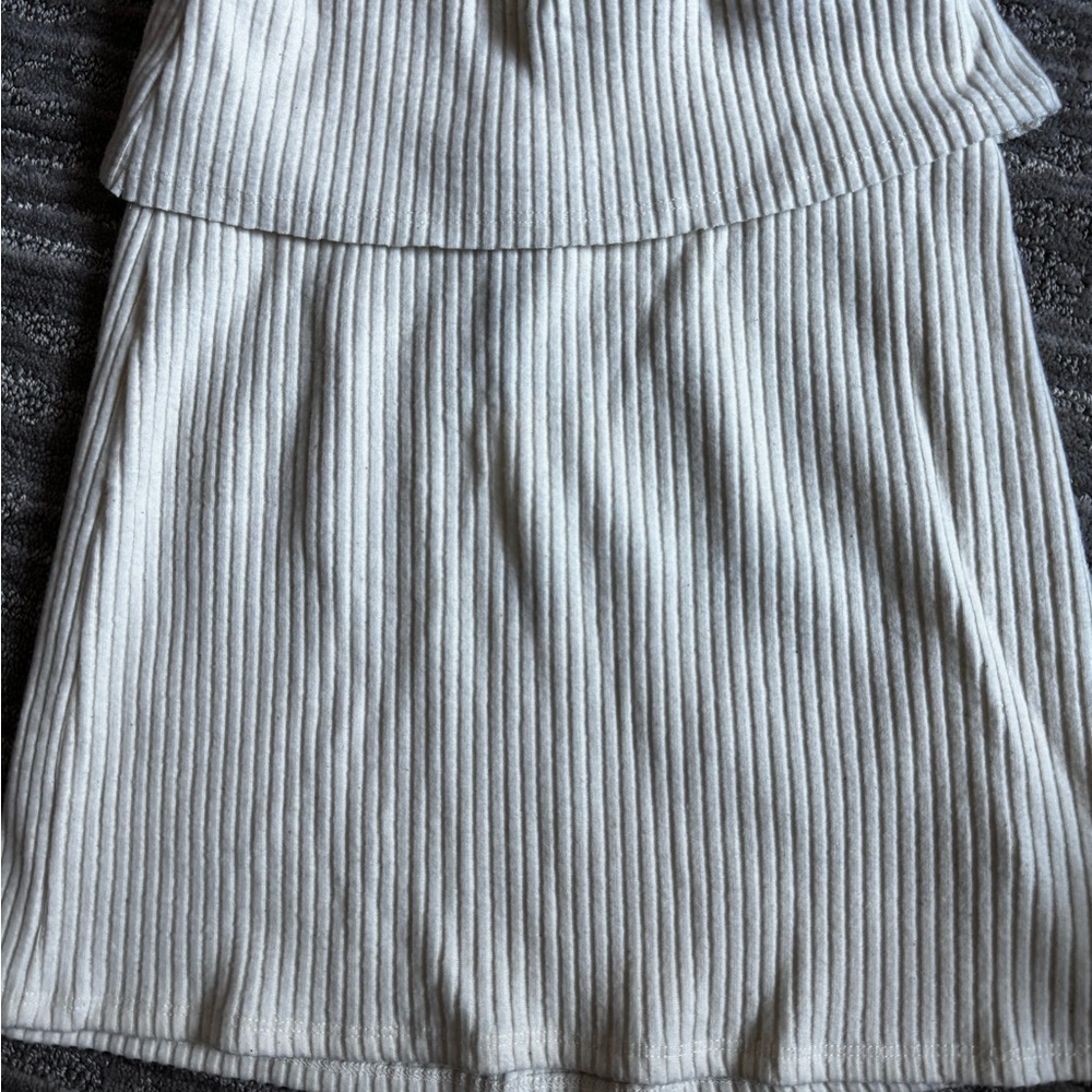 Joah Brown Cream Ribbed A-Line Skirt
